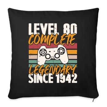 Niveau 80 Complet Vintage Anniversaire 80 Ans - Housse de coussin décorative 45 x 45 cm - noir - Devant