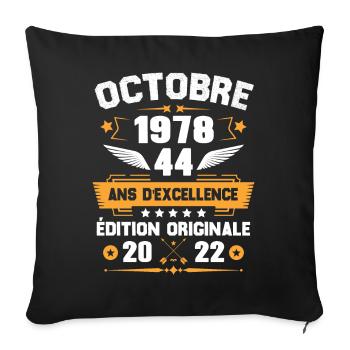 Octobre 1978 Idée Cadeau D'anniversaire 44 Ans - Housse de coussin décorative 45 x 45 cm - noir - Devant