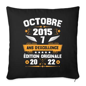 Octobre 2015 Idée Cadeau D'anniversaire 7 Ans - Housse de coussin décorative 45 x 45 cm - noir - Devant