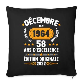 Cadeau D'anniversaire Rétro 58 Ans Décembre 1964 - Housse de coussin décorative 45 x 45 cm - noir - Devant