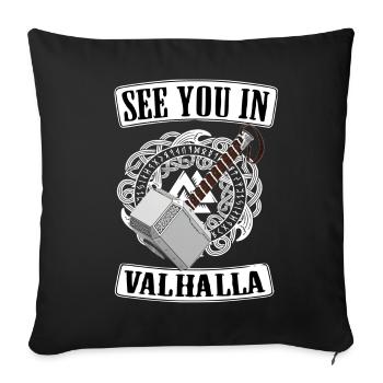 Viking Valhalla Runes Thor Hammer - Sofa pillowcase 17,3'' x 17,3'' (45 x 45 cm) - black - Front