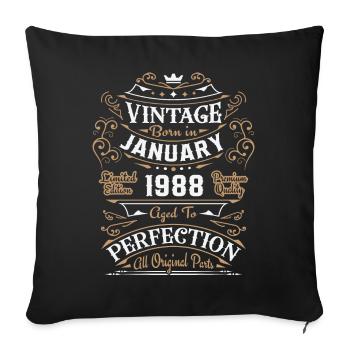 Vintage January 1988, retro birthday gift - Sofa pillowcase 17,3'' x 17,3'' (45 x 45 cm) - black - Front