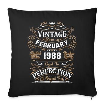 Vintage February 1988, retro birthday gift - Sofa pillowcase 17,3'' x 17,3'' (45 x 45 cm) - black - Front