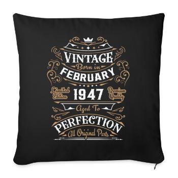 Vintage Février 1947, Rétro Cadeau D'anniversaire - Housse de coussin décorative 45 x 45 cm - noir - Devant