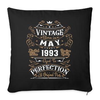 Vintage May 1993, retro birthday gift - Sofa pillowcase 17,3'' x 17,3'' (45 x 45 cm) - black - Front
