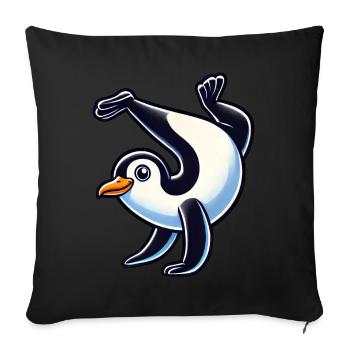 Pingouin Équilibre sur les mains Mignon Comique Gymnastique - Housse de coussin décorative 45 x 45 cm - noir - Devant