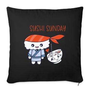 Kawaii Japanese Food Salmon Salmon Sushi Roll - Housse de coussin décorative 45 x 45 cm - noir - Devant