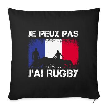 Je Peux Pas J'ai Rugby Joueur Maillot France Rugby - Sofakissenbezug 45 x 45 cm - Schwarz - Vorne