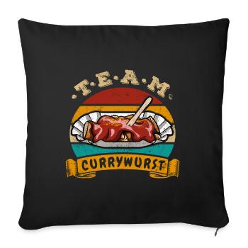 Team Currywurst - Fast Food - Vintage Retro - Sofakissenbezug 45 x 45 cm - Schwarz - Vorne