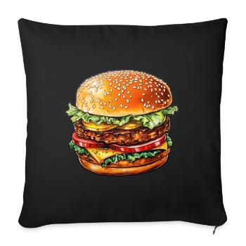 Burger - Housse de coussin décorative 45 x 45 cm - noir - Devant