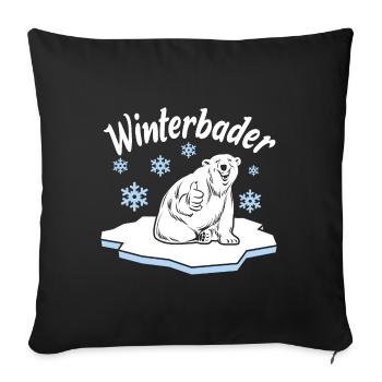 Winterbader Eisbaden Eisbad Spruch - Sofakissenbezug 45 x 45 cm - Schwarz - Vorne