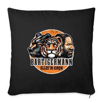 Bärtiger Mann, Bär Tiger Mann, Vater, Papa - Sofakissenbezug 45 x 45 cm - Schwarz - Vorne