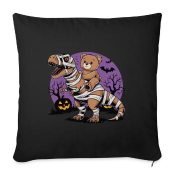 Teddy bear riding a dinosaur on Halloween - Sofa pillowcase 17,3'' x 17,3'' (45 x 45 cm) - black - Front