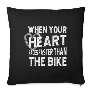 Dirtbike Rider HEart Races Faster MX Motocross - Sofa pillowcase 17,3'' x 17,3'' (45 x 45 cm) - black - Front