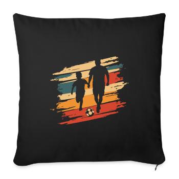 Père et fils football vintage - Housse de coussin décorative 45 x 45 cm - noir - Devant