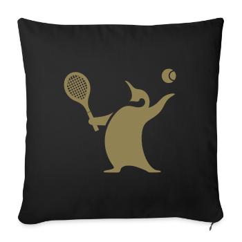 Pingouin Joueur de Tennis Silhouette Minimaliste - Housse de coussin décorative 45 x 45 cm - noir - Devant