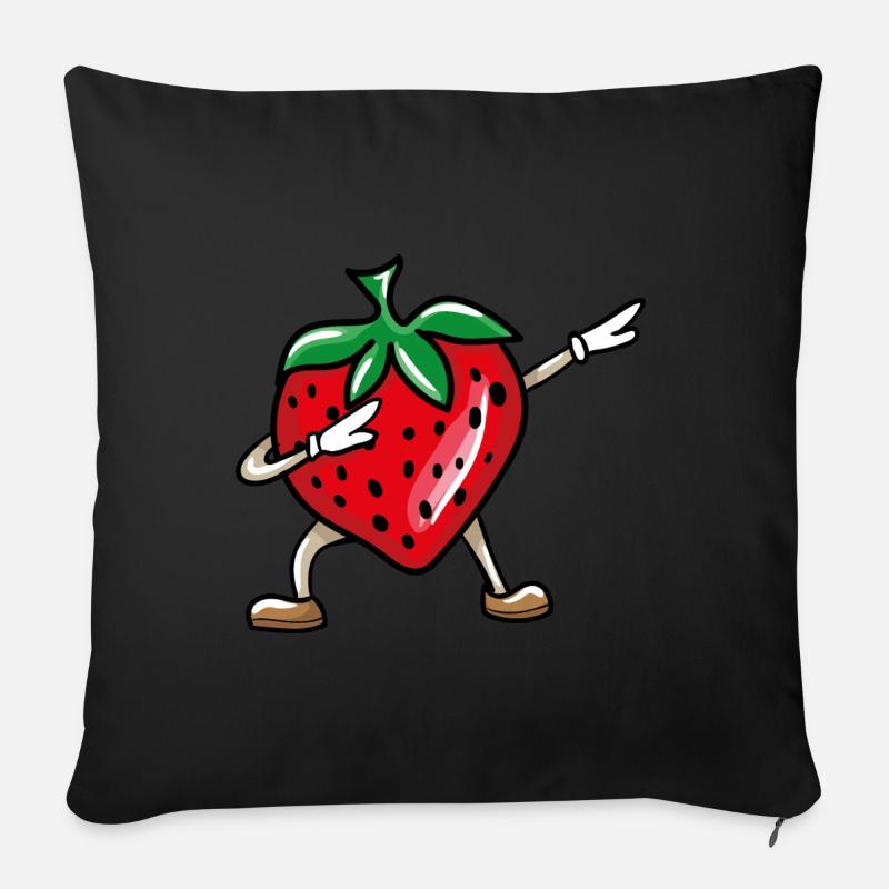 Dabbing Strawberry - Sofakissenbezug 45 x 45 cm - Schwarz