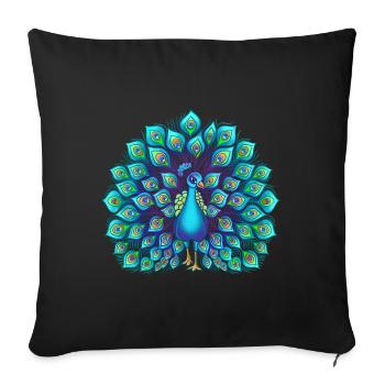 Peacock - Sofa pillowcase 17,3'' x 17,3'' (45 x 45 cm) - black - Front