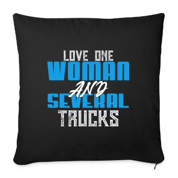 Love a woman and several trucks - Sofa pillowcase 17,3'' x 17,3'' (45 x 45 cm) - black - Front