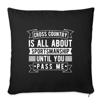 Coureur de fond Runn et entraîneur de cross-country - Cross unique - Housse de coussin décorative 45 x 45 cm - noir - Devant