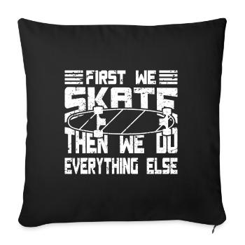 Art de planche à roulettes pour garçons filles hommes cadeaux de planche à roulettes - Housse de coussin décorative 45 x 45 cm - noir - Devant