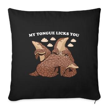 Ma langue te lèche Pangolin - Housse de coussin décorative 45 x 45 cm - noir - Devant