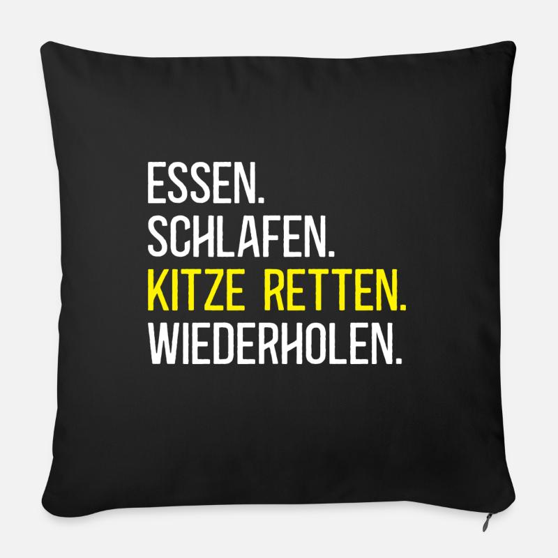 Rehkitz Retter Kitze Retten Kitzrettung Tierretter - Sofakissenbezug 45 x 45 cm - Schwarz