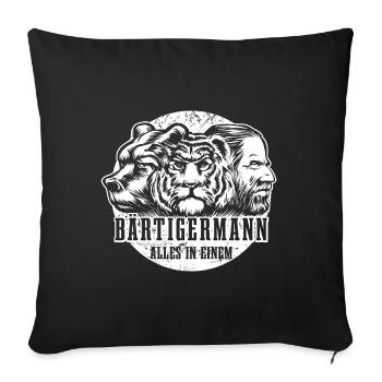 Bärtiger Mann, Bär Tiger Mann, Vater, Papa - Sofakissenbezug 45 x 45 cm - Schwarz - Vorne