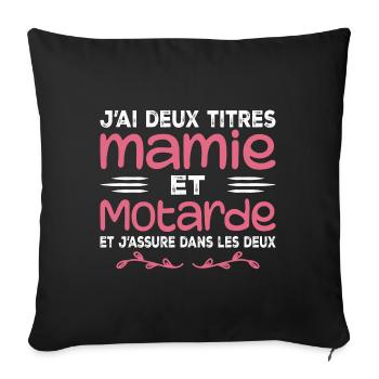 Zwei Granny- und Biker-Titel | Oma | Motorrad - Sofakissenbezug 45 x 45 cm - Schwarz - Vorne