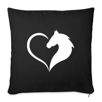 Heart Hobby Horse Sport Saddle Gift Dressage - Sofa pillowcase 17,3'' x 17,3'' (45 x 45 cm) - black - Front