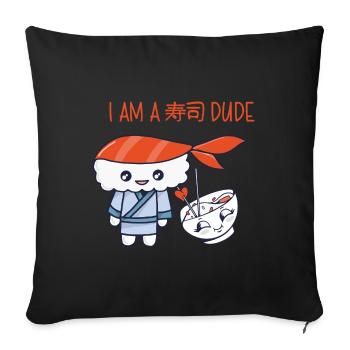 Kawaii Japanese Food Salmon Salmon Sushi Roll - Housse de coussin décorative 45 x 45 cm - noir - Devant