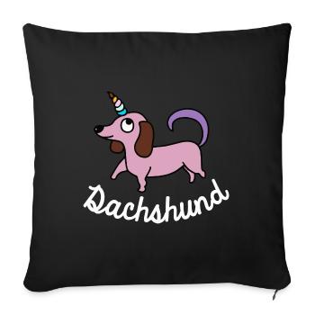 Teckel Licorne Chien Cadeau Chien Viennois Teckel - Housse de coussin décorative 45 x 45 cm - noir - Devant