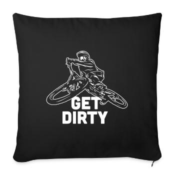 Schmutzig werden Mountainbike MTB Downhill - Sofakissenbezug 45 x 45 cm - Schwarz - Vorne