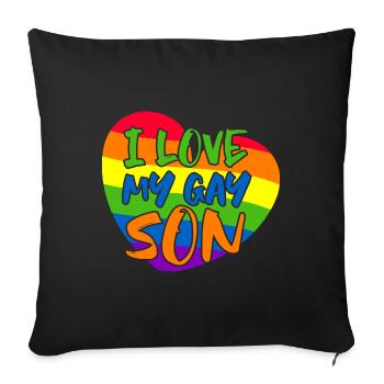 J’aime mes parents LGBT de fils gays - Housse de coussin décorative 45 x 45 cm - noir - Devant