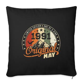 Mai 1991 Vintage Nées En Mai 1991 Anniversaire - Housse de coussin décorative 45 x 45 cm - noir - Devant
