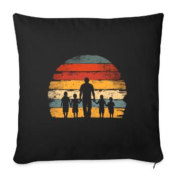 Vatertag Vater mit vier Söhnen retro vintage - Sofakissenbezug 45 x 45 cm - Schwarz - Vorne