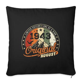 Août 1943 Cadeau Anniversaire Août 1943 Rétro 1943 - Housse de coussin décorative 45 x 45 cm - noir - Devant