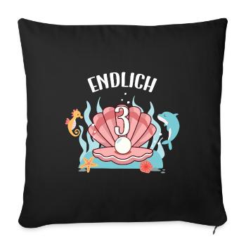 Seashell Birthday Motif Finally 3 Years Girl - Sofa pillowcase 17,3'' x 17,3'' (45 x 45 cm) - black - Front