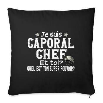 Caporal Chef Militaire Armée Métier Super Pouvoir - Housse de coussin décorative 45 x 45 cm - noir - Devant