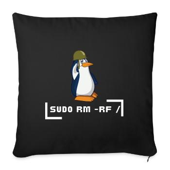 sudo rm- rf pingouin soldat - Housse de coussin décorative 45 x 45 cm - noir - Devant