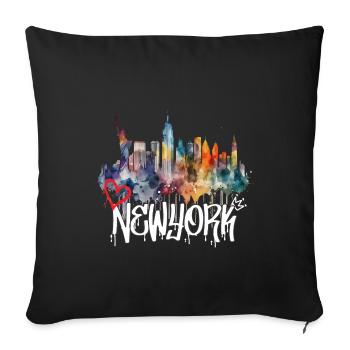 Lettrage graffiti de la ligne d’horizon de New York - Housse de coussin décorative 45 x 45 cm - noir - Devant