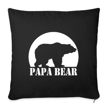papa bear père sort famille fête des pères cadeau - Housse de coussin décorative 45 x 45 cm - noir - Devant