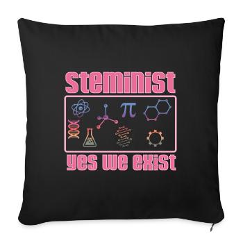 Steminist Yes We Exist - Sofa pillowcase 17,3'' x 17,3'' (45 x 45 cm) - black - Front