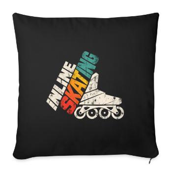 Inline Skating Retro Rollschuh Design - Sofakissenbezug 45 x 45 cm - Schwarz - Vorne