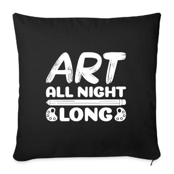 Funny Artist Painter Art All Night Long Drawing - Sofa pillowcase 17,3'' x 17,3'' (45 x 45 cm) - black - Front