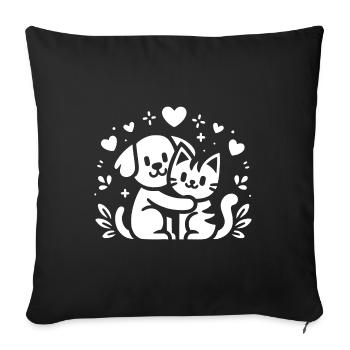 Amitié Amis Chiens et Chats Pour Toujours, - Housse de coussin décorative 45 x 45 cm - noir - Devant
