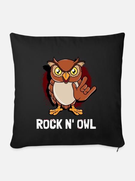 Rock 'n' Roll Music Eule Wortspiel Lustig Geschenk - Sofakissenbezug 45 x 45 cm - Schwarz