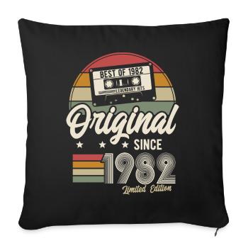Original since 1982 Vintage Retro Birthday - Sofa pillowcase 17,3'' x 17,3'' (45 x 45 cm) - black - Front