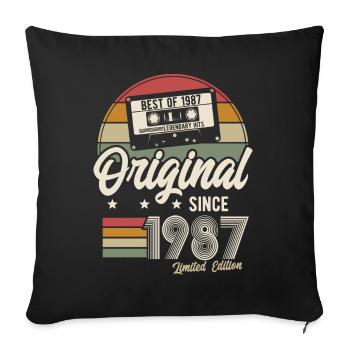 Original since 1987 Vintage Retro Birthday - Sofa pillowcase 17,3'' x 17,3'' (45 x 45 cm) - black - Front