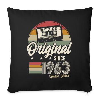 Original since 1963 Retro Vintage Birthday - Sofa pillowcase 17,3'' x 17,3'' (45 x 45 cm) - black - Front